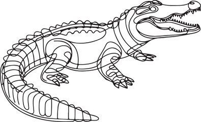 Minimalist Crocodile Line Drawing &ndash; Vector Art