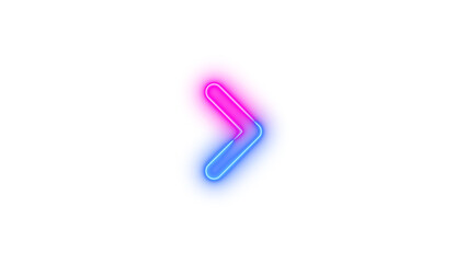  Neon angle right symbol icon blue pink color glowing with transparent background