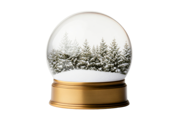 Snow globe with snowy trees inside, transparent cut out