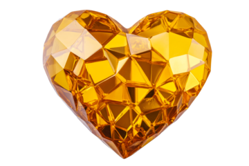 Crystal yellow heart shape with faceted design, cut out transparent