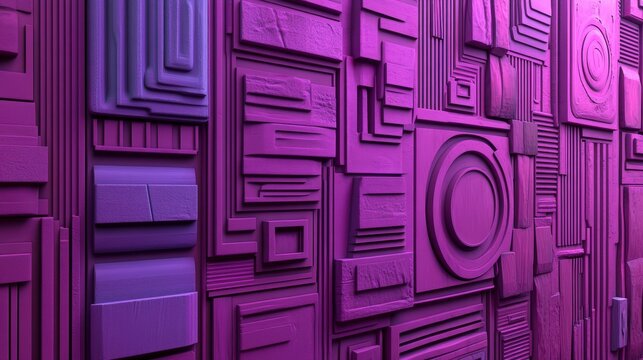 Neatly arranged glossy blocks in violet and orange are the focal point of this 3D render innovative tech background