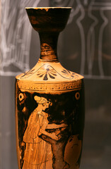 Ancient Etruscan Vase Detail with Painted Figures