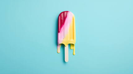 Colorful ice cream popsicles with wooden sticks placed on vibrant studio backgrounds perfect for summer concepts refreshing designs and food photography