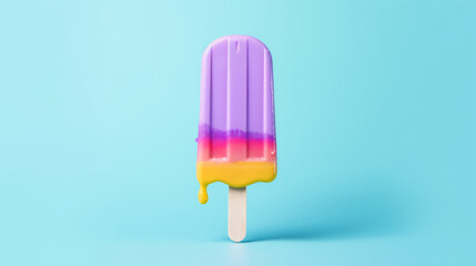 Tasty multicolored ice lollies with wooden handles arranged aesthetically on pastel and bold backgrounds perfect for branding summer treats and creative content