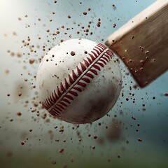 Baseball Bat Hitting Ball Action.