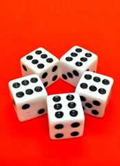 Dices with number 6 and red background