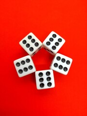 Dices with number 6 and red background