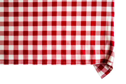 Red checkered tablecloth with a drop, cut out transparent