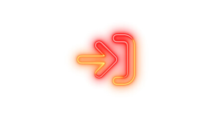 Fototapeta premium Neon arrow right to bracket symbol icon brown red color glowing with transparent background