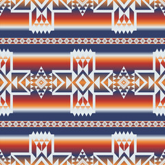 Colorful Native American geometric pattern. Vector colorful aztec southwestern geometric shape seamless pattern. Ethnic geometric pattern use for textile, home decoration elements, upholstery, etc.