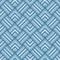 Obraz premium Colorful blue abstract geometric pattern. Vector retro geometric chevron stripes, zigzag, weave seamless pattern. Abstract geometric pattern use for fabric, textile, home decoration elements, wrapping