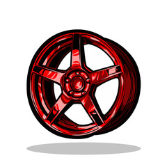 Obraz premium RED CAR RIM VECTOR ILLUSTRATION