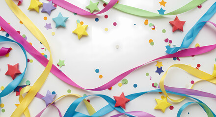Festive Colorful Ribbons and Stars