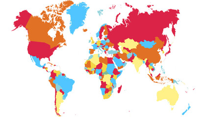 World map. Color modern vector map. Silhouette map