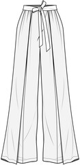 Two Layer Wrap Pants Fashion Illustration, Vector, CAD, Technical Drawing, Flat Drawing, Template, Mockup.