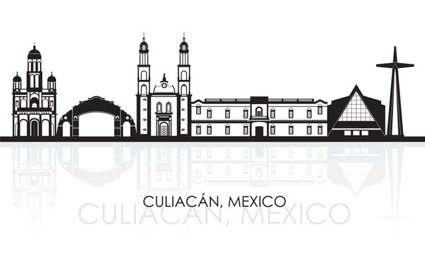 Silhouette Skyline panorama of city of Culiacan, Mexico - vector illustration