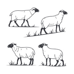 Fototapeta premium Sheep silhouette bundle vector design