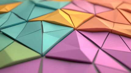 A clean and stepped design is exhibited in this 3D render, which features a pastel-colored tech background and a geometric 3D structure composed of extruded futuristic forms