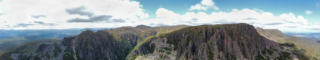 The serpentines of the Jacobs Ladder in Tasmania, seen from above
