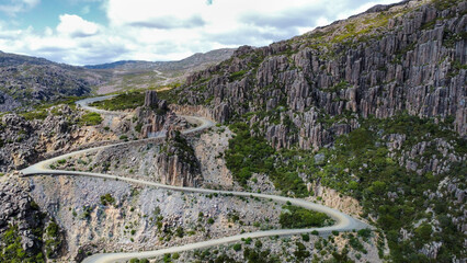 The serpentines of the Jacobs Ladder in Tasmania, seen from above
