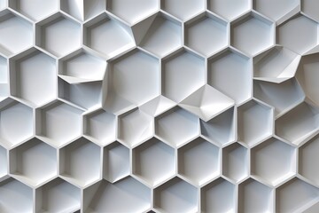 Naklejka premium Geometric Abstract White Hexagon Surface Texture Background Design