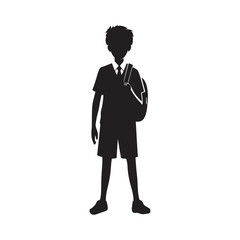 Silhouette of a Schoolboy with Backpack - Animated School Figure Illustration