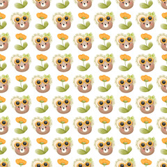 Teddy Bear summer Seamless Pattern
