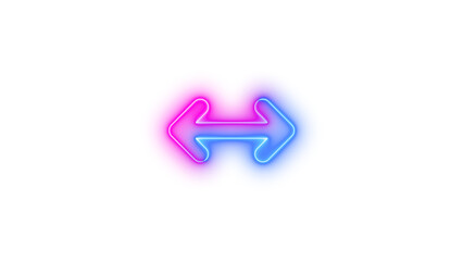 Neon arrows left right symbol icon blue pink color glowing with transparent background