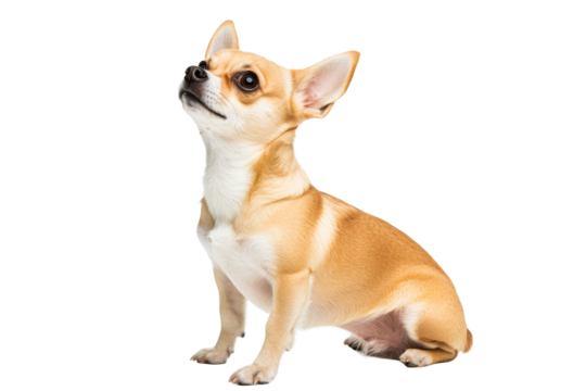 Sitting chihuahua with curious gaze , cut out transparent