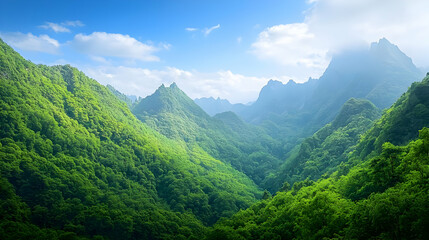 Fototapeta premium Green Mountain Valley Landscape