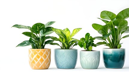 Fototapeta premium Set of potted plants with large leaves