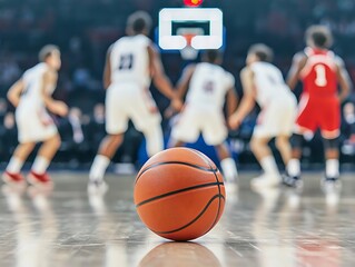 Naklejka premium Basketball Game Court Action Focus.