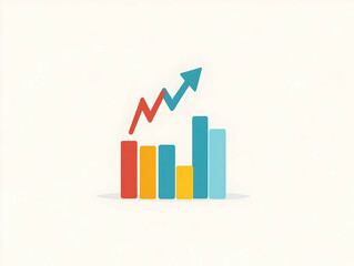 Upward trending bar graph, growth chart, business success