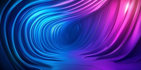 Fototapeta premium Creating a mesmerizing tunnel effect, smooth, flowing lines feature a vibrant gradient of blue, purple, and pink hues, ideal for technology and modern art projects
