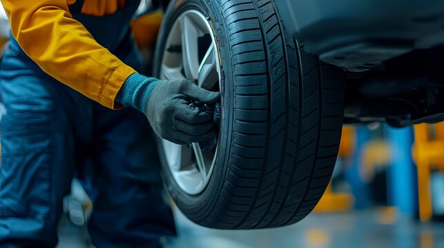 Mechanic Performing Tire Rotation and Balancing – Professional Auto Maintenance for Safety and Performance
