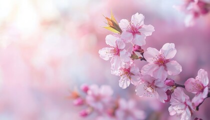 Beautiful spring flowers blossoms with pink petals on the tree