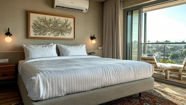 Luxury Suite with Panoramic View: Relaxing Bedroom with Balcony