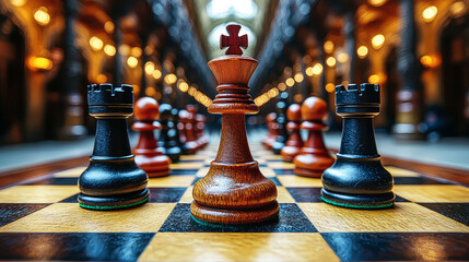 Majestic Chess King on the Board: Strategy Game