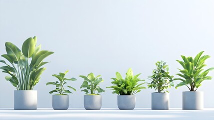 Fototapeta premium Set of potted plants with large leaves