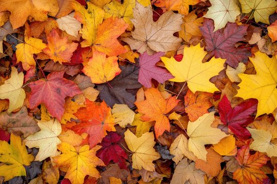 Colorful autumn leaves covering the ground. - Powered by Adobe