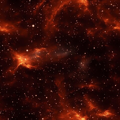 Universe and cosmos seamless pattern, red colors, stars and galaxy, texture