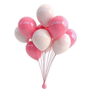 recommend clip art: A bundle of pink and white balloons are floating together