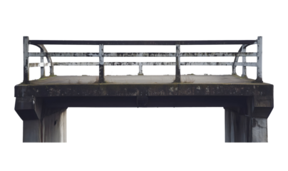 old broken bridge with rusted metal structure isolated png transparent background