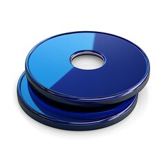 Two Stacked Blue Metallic Discs.
