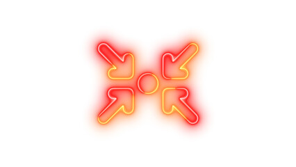Neon arrows-o circle symbol icon brown red color glowing with transparent background