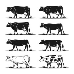 Cow silhouette bundle vector design