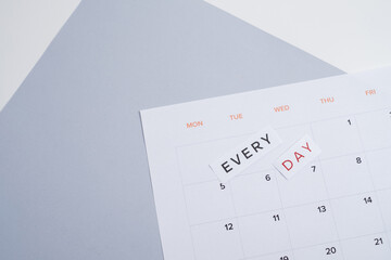 Monthly calendar. Calendar with date on paper. Day planner. Schedule of the week, month and year....