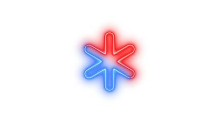 Obraz premium Neon asterisk symbol icon blue red color glowing with transparent background