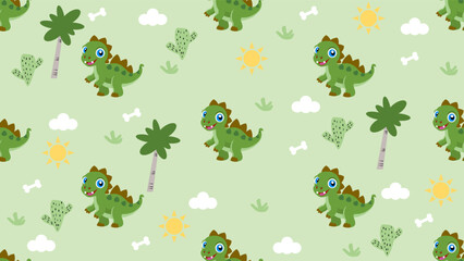 Dinosaurs seamless pattern background. Cute Dinosaurs illustration pattern. Cartoon Dinosaurs background. Perfect for fashion clothes, shirt, fabrics, textiles, wallpaper, decor, print, packaging.