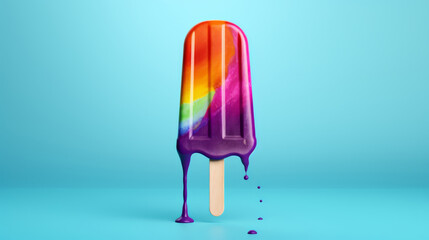 Colorful rainbow ice pops placed on clean multicolor backgrounds ideal for representing LGBTQ+ pride refreshing summer treats and equality awareness
